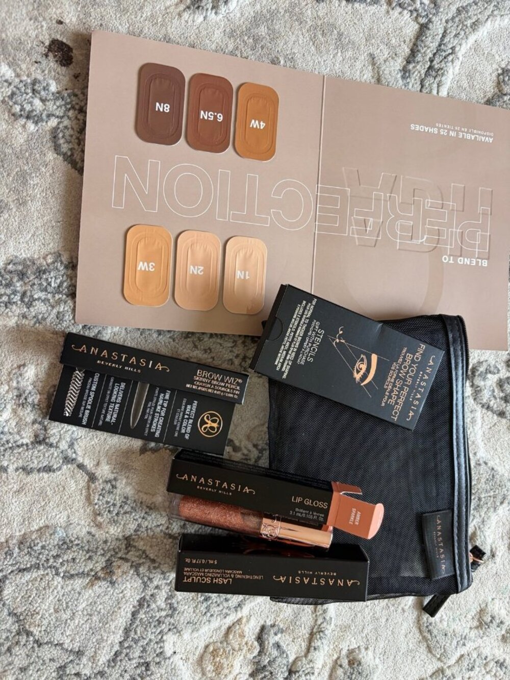 Anastasia Beverly Hills Makeup Bundle Brow Wiz Lip Gloss Lash Sculpt Bag Set New